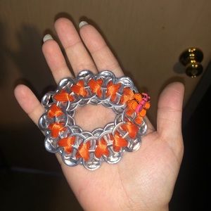 Hand Made soda pop tab orange bracelet